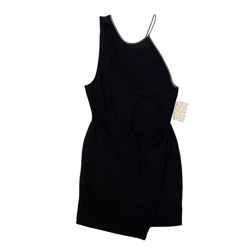 NWT Free People Toast to That Cut Out Metallic Trim Black Mini Dress - Size L - Picture 3 of 9